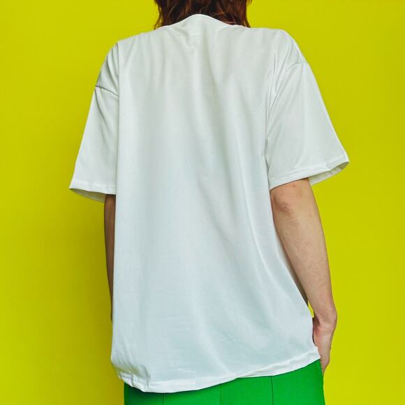 Modern White Unisex Jersey with Punk Neon Cat Graphic - Picture 4 of 6